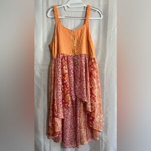 Miss Me Coral Textured Fabric High/Low Dress. Sz Lg. NWT